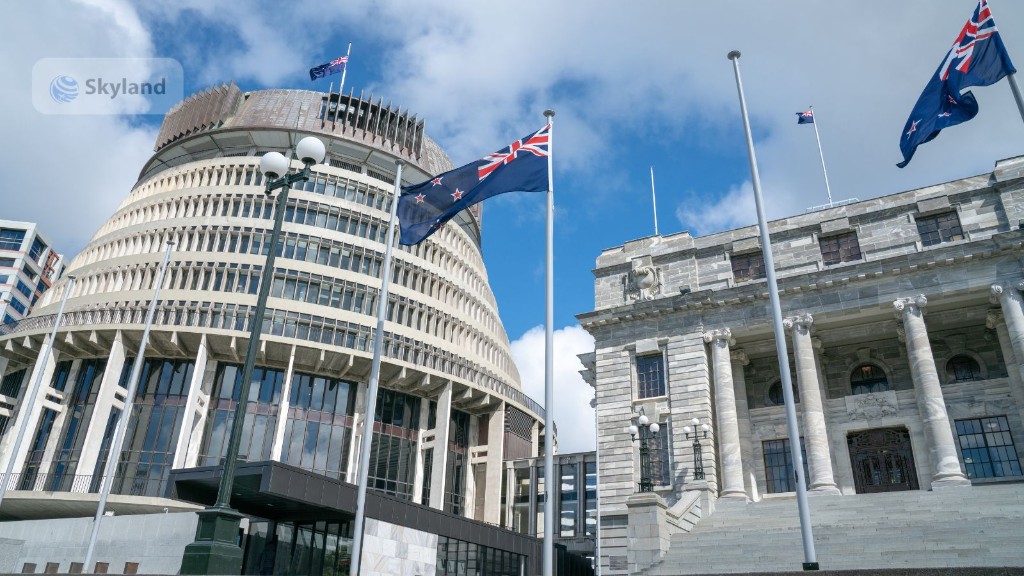 New Zealand Parliament Buildings and the Beehive in Wellington